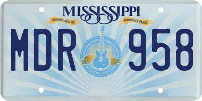 MS license plate MDR958