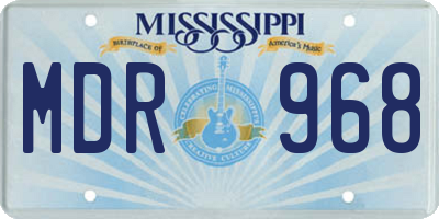 MS license plate MDR968