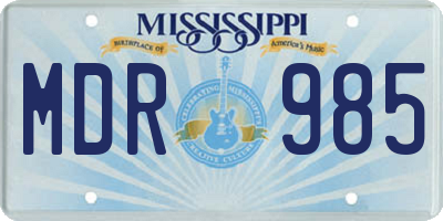 MS license plate MDR985