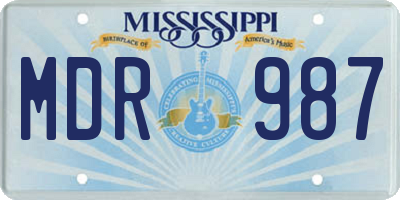 MS license plate MDR987
