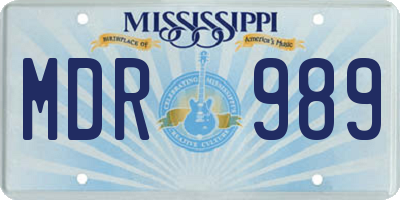 MS license plate MDR989