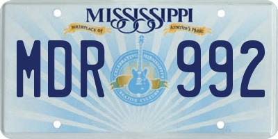 MS license plate MDR992