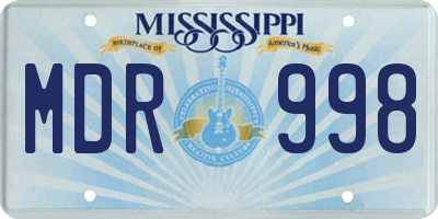 MS license plate MDR998