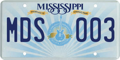 MS license plate MDS003