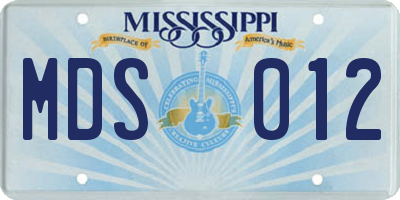 MS license plate MDS012