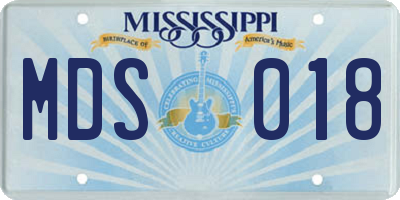 MS license plate MDS018