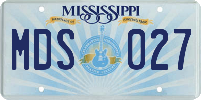 MS license plate MDS027