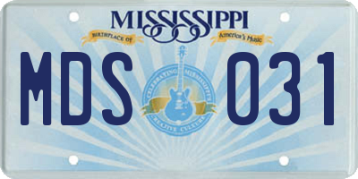 MS license plate MDS031