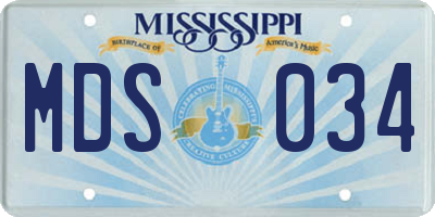 MS license plate MDS034