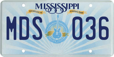 MS license plate MDS036