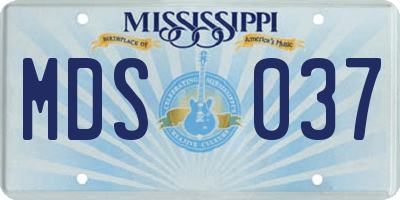 MS license plate MDS037