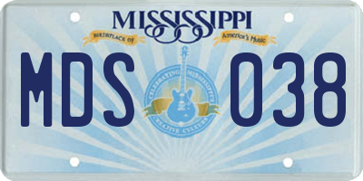 MS license plate MDS038