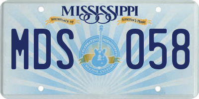 MS license plate MDS058