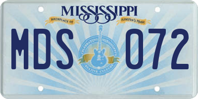 MS license plate MDS072