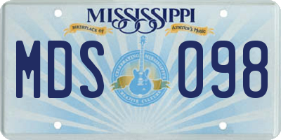 MS license plate MDS098