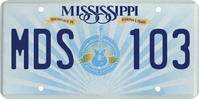 MS license plate MDS103