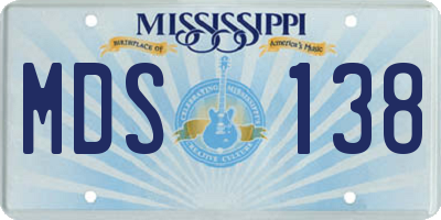 MS license plate MDS138
