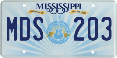 MS license plate MDS203