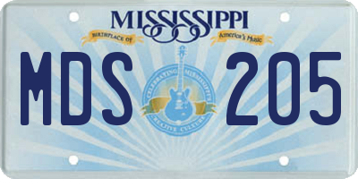 MS license plate MDS205