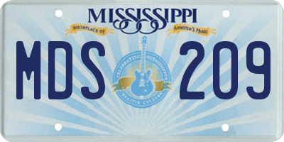 MS license plate MDS209