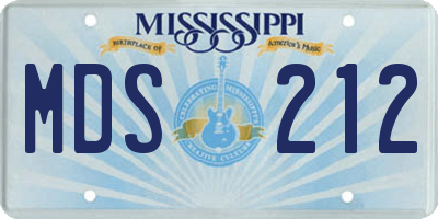MS license plate MDS212