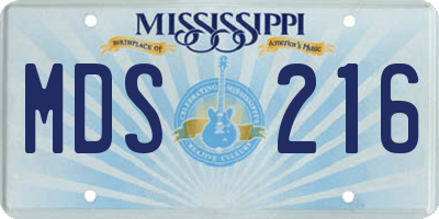 MS license plate MDS216