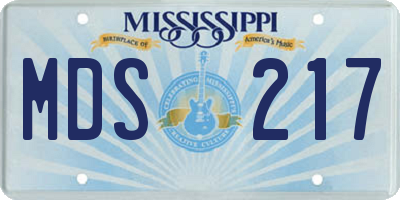 MS license plate MDS217
