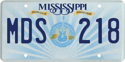 MS license plate MDS218