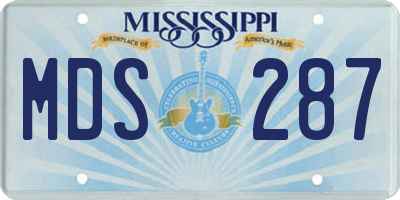 MS license plate MDS287