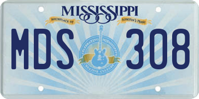 MS license plate MDS308