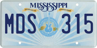 MS license plate MDS315