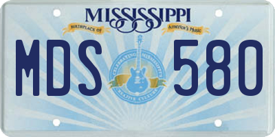 MS license plate MDS580