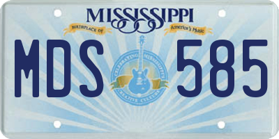 MS license plate MDS585