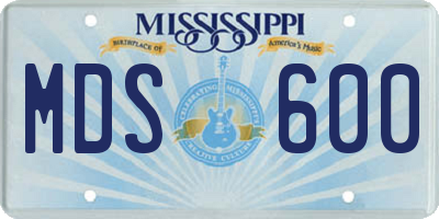 MS license plate MDS600
