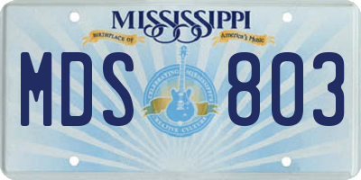 MS license plate MDS803