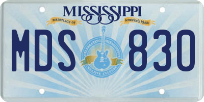 MS license plate MDS830