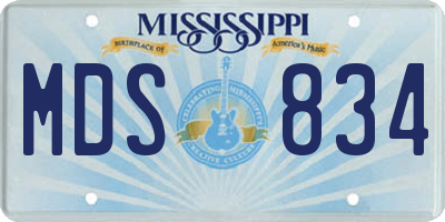 MS license plate MDS834
