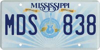 MS license plate MDS838