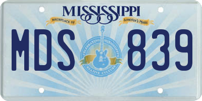 MS license plate MDS839
