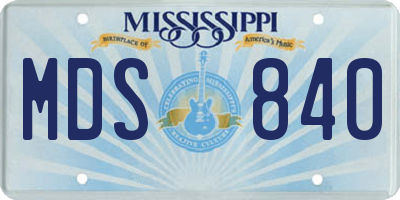 MS license plate MDS840