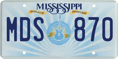 MS license plate MDS870
