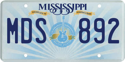 MS license plate MDS892