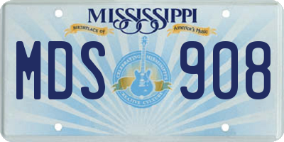 MS license plate MDS908