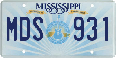 MS license plate MDS931