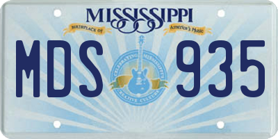 MS license plate MDS935
