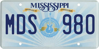 MS license plate MDS980