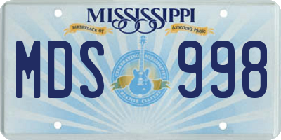 MS license plate MDS998