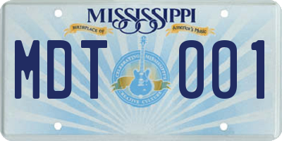 MS license plate MDT001