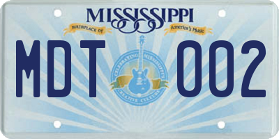 MS license plate MDT002