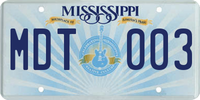 MS license plate MDT003